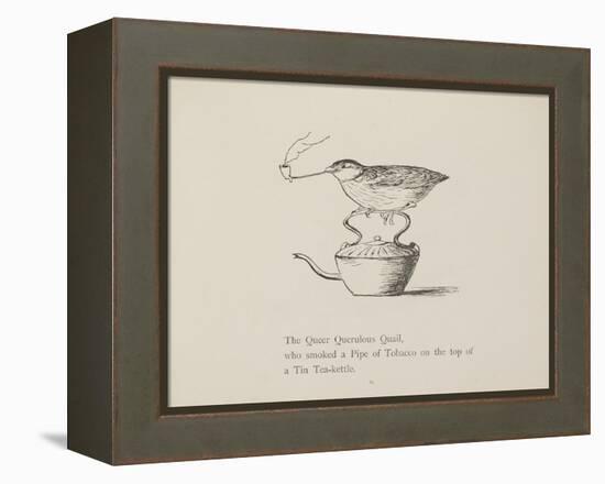 Quail Perched On Teapot, Smoking a Pipe From a Collection Of Poems and Songs by Edward Lear-Edward Lear-Framed Premier Image Canvas