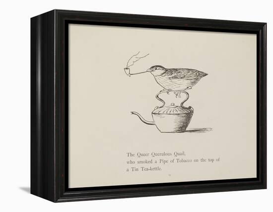 Quail Perched On Teapot, Smoking a Pipe From a Collection Of Poems and Songs by Edward Lear-Edward Lear-Framed Premier Image Canvas