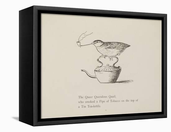 Quail Perched On Teapot, Smoking a Pipe From a Collection Of Poems and Songs by Edward Lear-Edward Lear-Framed Premier Image Canvas