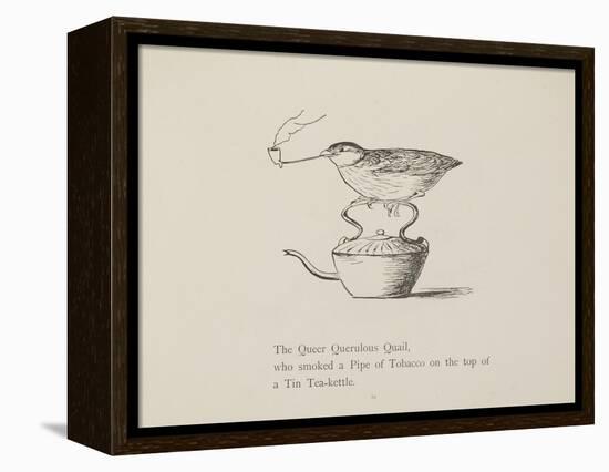 Quail Perched On Teapot, Smoking a Pipe From a Collection Of Poems and Songs by Edward Lear-Edward Lear-Framed Premier Image Canvas