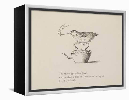 Quail Perched On Teapot, Smoking a Pipe From a Collection Of Poems and Songs by Edward Lear-Edward Lear-Framed Premier Image Canvas