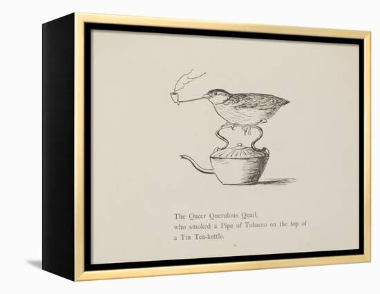 Quail Perched On Teapot, Smoking a Pipe From a Collection Of Poems and Songs by Edward Lear-Edward Lear-Framed Premier Image Canvas