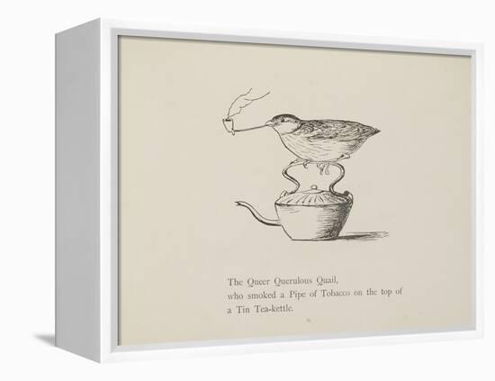 Quail Perched On Teapot, Smoking a Pipe From a Collection Of Poems and Songs by Edward Lear-Edward Lear-Framed Premier Image Canvas