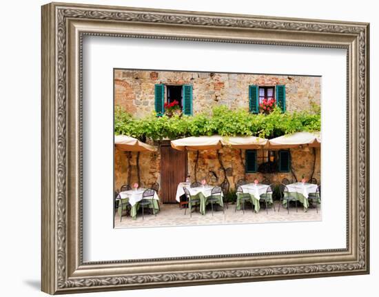 Quaint Cafe in Tuscany Italy-null-Framed Premium Giclee Print