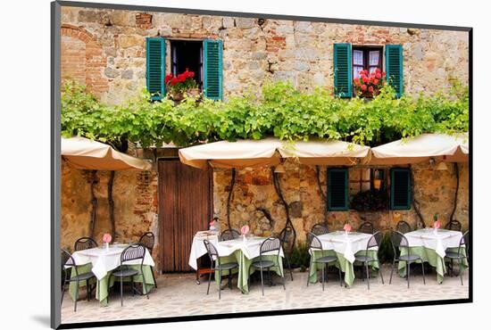 Quaint Cafe in Tuscany Italy-null-Mounted Art Print