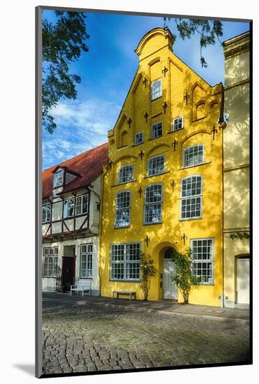 Quaint Yellow House In Old Town Lubeck-George Oze-Mounted Photographic Print
