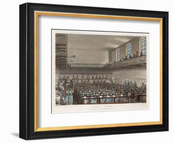 Quakers Meeting in a London Meeting-House-Thomas Rowlandson-Framed Art Print