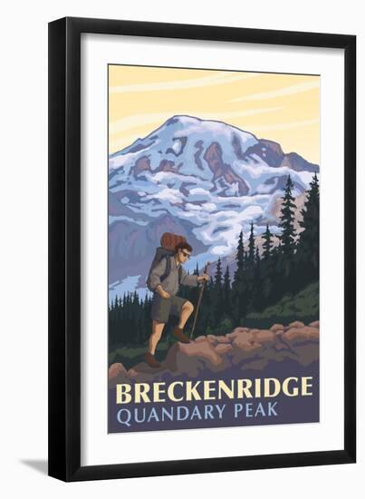 Quandary Peak - Breckenridge, Colorado - Mountain Hiker-Lantern Press-Framed Premium Giclee Print