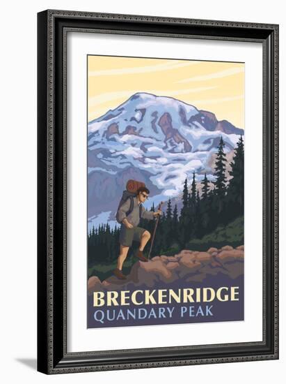 Quandary Peak - Breckenridge, Colorado - Mountain Hiker-Lantern Press-Framed Premium Giclee Print