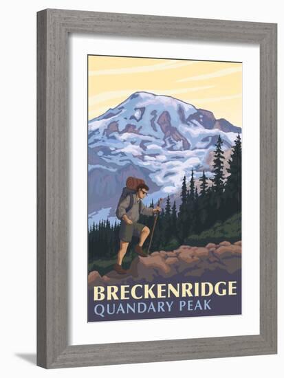 Quandary Peak - Breckenridge, Colorado - Mountain Hiker-Lantern Press-Framed Art Print