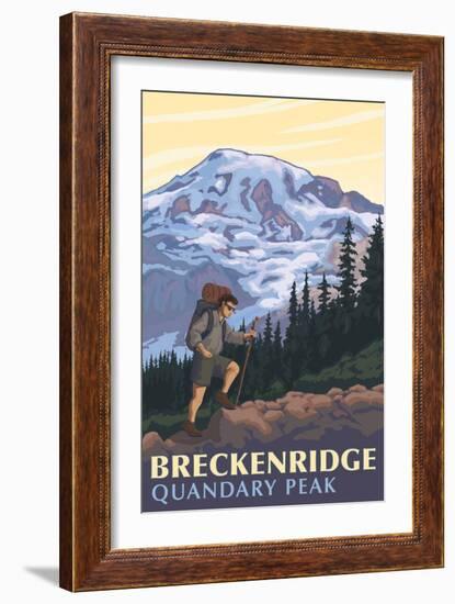 Quandary Peak - Breckenridge, Colorado - Mountain Hiker-Lantern Press-Framed Art Print