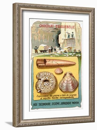 Quarrying Stone Containing Fossils from the Jurassic Period at Langrune, Normandy, France, 1905-null-Framed Premium Giclee Print