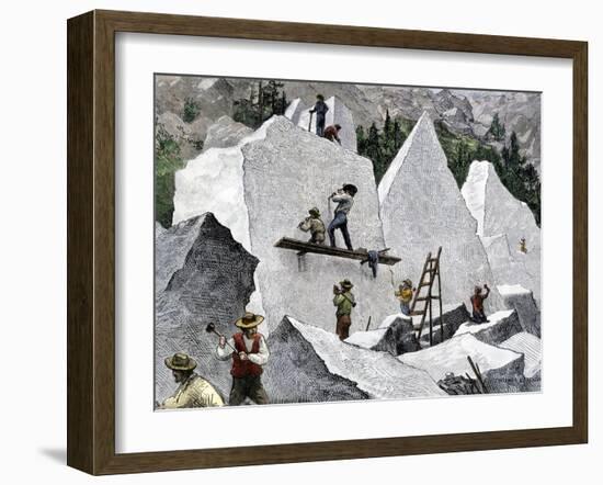 Quarrying Stone for the Mormon Temple in Salt Lake City, Utah, 1870s-null-Framed Giclee Print