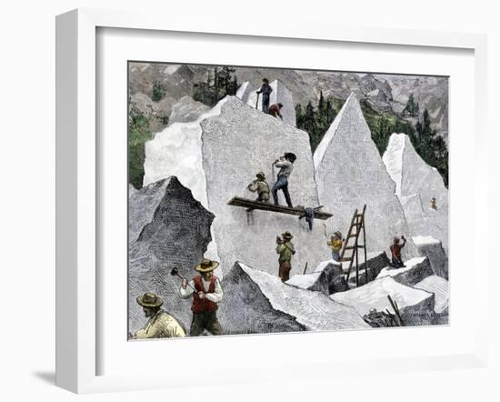 Quarrying Stone for the Mormon Temple in Salt Lake City, Utah, 1870s-null-Framed Giclee Print