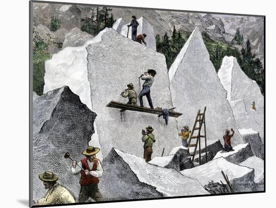 Quarrying Stone for the Mormon Temple in Salt Lake City, Utah, 1870s-null-Mounted Giclee Print