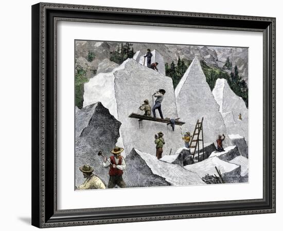 Quarrying Stone for the Mormon Temple in Salt Lake City, Utah, 1870s-null-Framed Giclee Print