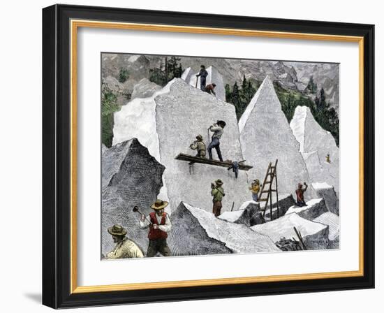 Quarrying Stone for the Mormon Temple in Salt Lake City, Utah, 1870s-null-Framed Giclee Print