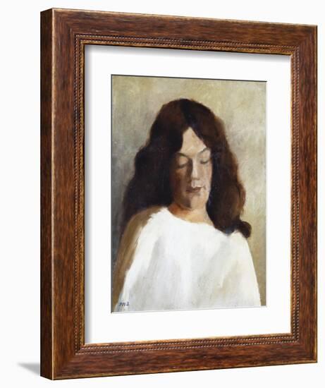 Quarter Length Portrait of a Woman with Her Hair Down; Brustbild Einer Jungen Frau Mit Offenem Haar-Paula Modersohn-Becker-Framed Giclee Print