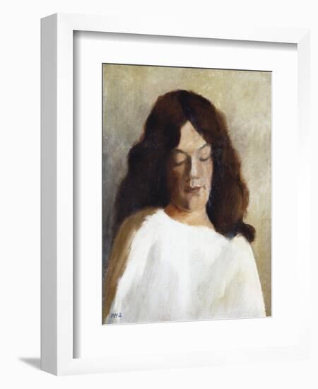 Quarter Length Portrait of a Woman with Her Hair Down; Brustbild Einer Jungen Frau Mit Offenem Haar-Paula Modersohn-Becker-Framed Giclee Print