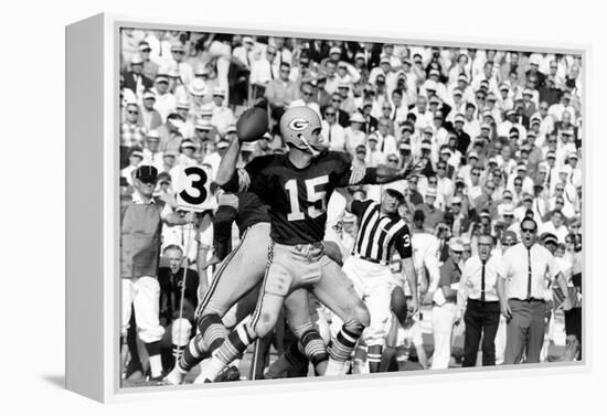 Quarterback Bart Starr of Green Bay Packers at Super Bowl I, Los Angeles, CA, January 15, 1967-Art Rickerby-Framed Premier Image Canvas