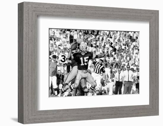 Quarterback Bart Starr of Green Bay Packers at Super Bowl I, Los Angeles, CA, January 15, 1967-Art Rickerby-Framed Photographic Print