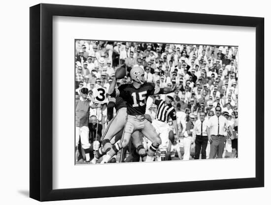 Quarterback Bart Starr of Green Bay Packers at Super Bowl I, Los Angeles, CA, January 15, 1967-Art Rickerby-Framed Photographic Print