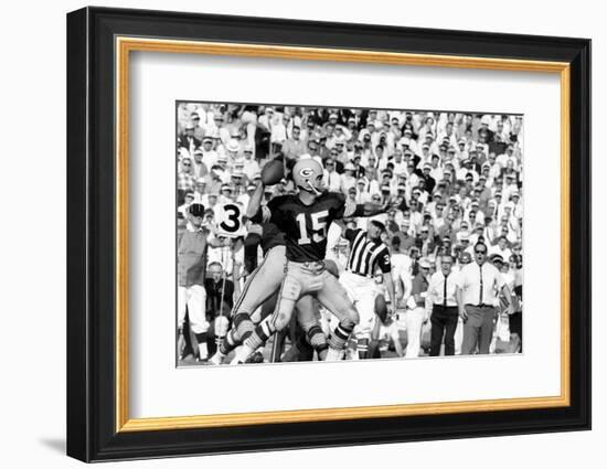 Quarterback Bart Starr of Green Bay Packers at Super Bowl I, Los Angeles, CA, January 15, 1967-Art Rickerby-Framed Photographic Print