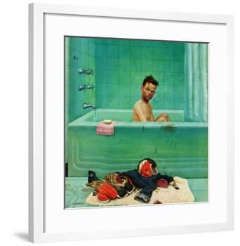 "Quarterback in the Tub", November 15, 1952-John Clymer-Framed Giclee Print