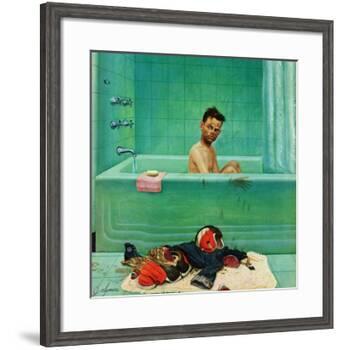 "Quarterback in the Tub", November 15, 1952-John Clymer-Framed Giclee Print