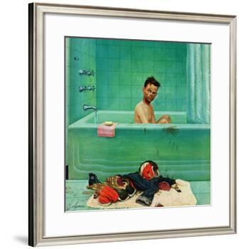 "Quarterback in the Tub", November 15, 1952-John Clymer-Framed Giclee Print