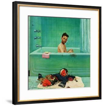 "Quarterback in the Tub", November 15, 1952-John Clymer-Framed Giclee Print