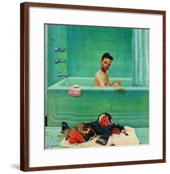 "Quarterback in the Tub", November 15, 1952-John Clymer-Framed Giclee Print