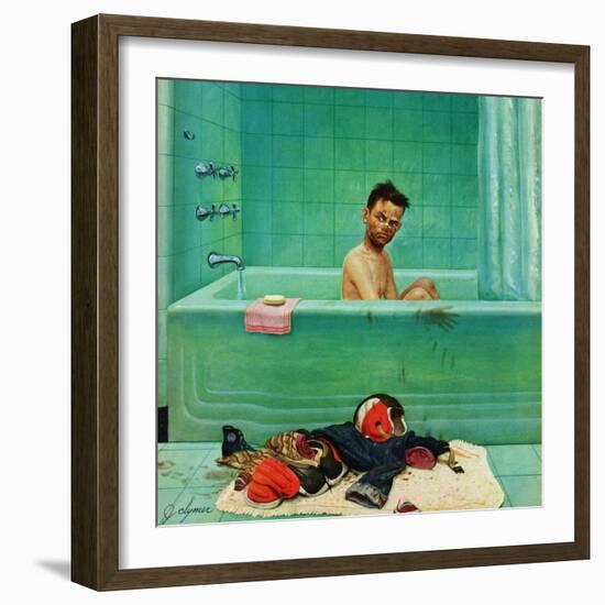 "Quarterback in the Tub", November 15, 1952-John Clymer-Framed Giclee Print