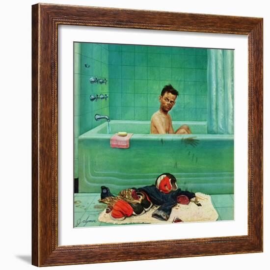 "Quarterback in the Tub", November 15, 1952-John Clymer-Framed Giclee Print