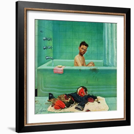 "Quarterback in the Tub", November 15, 1952-John Clymer-Framed Giclee Print