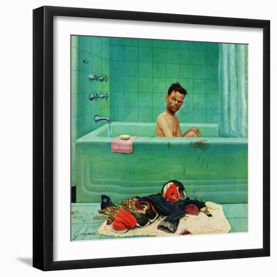 "Quarterback in the Tub", November 15, 1952-John Clymer-Framed Giclee Print