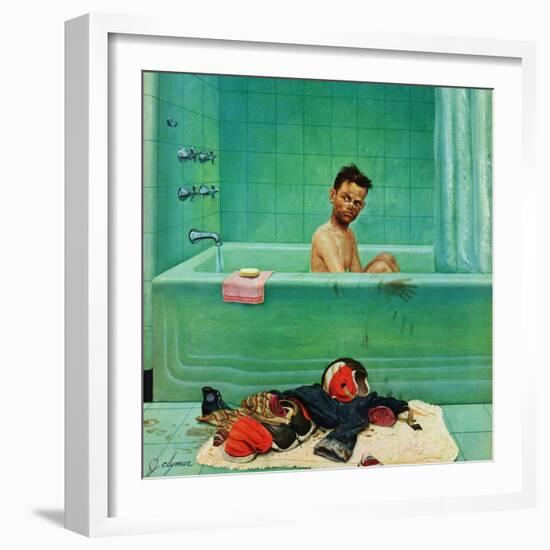 "Quarterback in the Tub", November 15, 1952-John Clymer-Framed Giclee Print