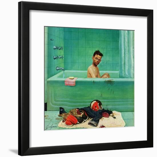 "Quarterback in the Tub", November 15, 1952-John Clymer-Framed Giclee Print