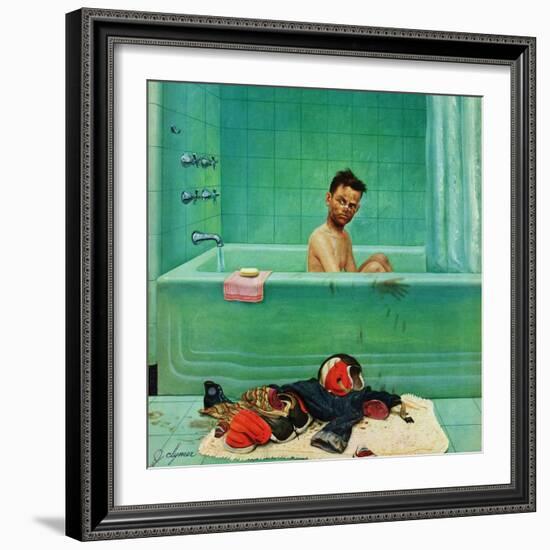 "Quarterback in the Tub", November 15, 1952-John Clymer-Framed Giclee Print