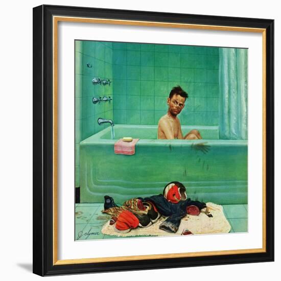 "Quarterback in the Tub", November 15, 1952-John Clymer-Framed Giclee Print