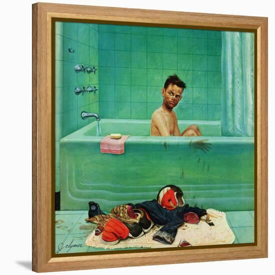 "Quarterback in the Tub", November 15, 1952-John Clymer-Framed Premier Image Canvas