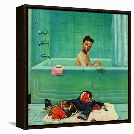 "Quarterback in the Tub", November 15, 1952-John Clymer-Framed Premier Image Canvas