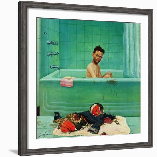 "Quarterback in the Tub", November 15, 1952-John Clymer-Framed Giclee Print