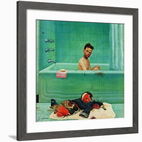 "Quarterback in the Tub", November 15, 1952-John Clymer-Framed Giclee Print