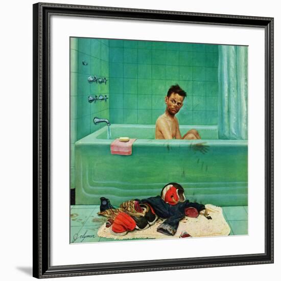 "Quarterback in the Tub", November 15, 1952-John Clymer-Framed Giclee Print
