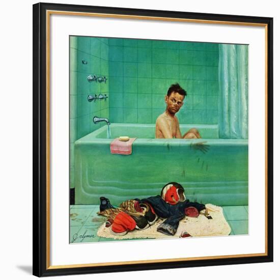 "Quarterback in the Tub", November 15, 1952-John Clymer-Framed Giclee Print