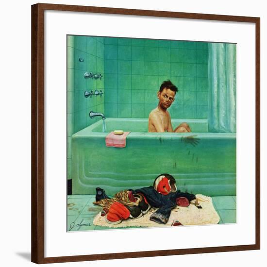 "Quarterback in the Tub", November 15, 1952-John Clymer-Framed Giclee Print