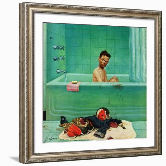 "Quarterback in the Tub", November 15, 1952-John Clymer-Framed Giclee Print