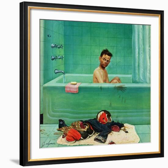 "Quarterback in the Tub", November 15, 1952-John Clymer-Framed Giclee Print