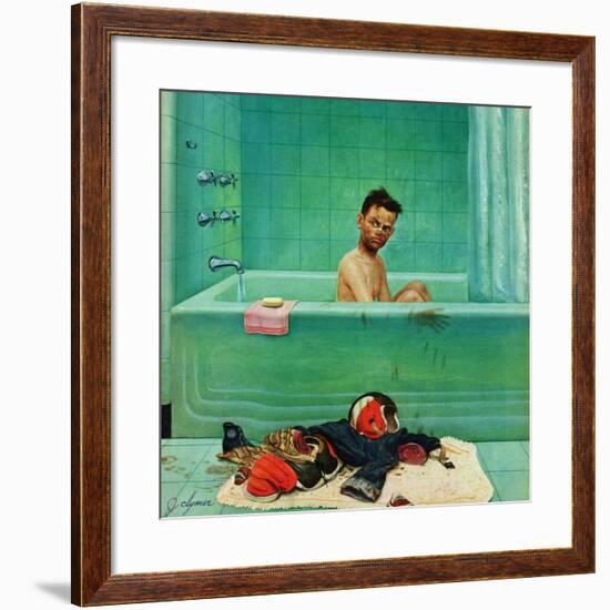 "Quarterback in the Tub", November 15, 1952-John Clymer-Framed Giclee Print